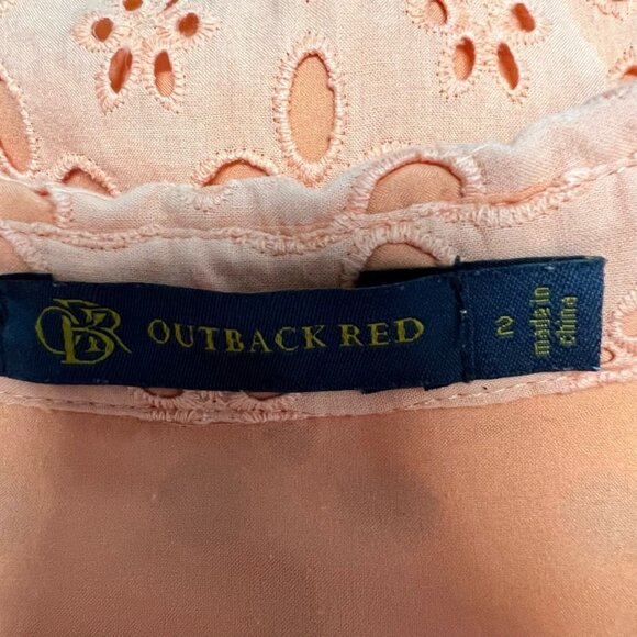 Outback Red Womens Fit & Flare Dress Orange Eyelet Button V Neck Short Sleeve 2 - Picture 11 of 11